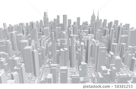 3d city panorama isolated on white background.... - Stock Illustration ...