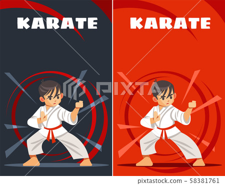karate kid. design templates. kids sports. Vector illustration of flat, cartoon style. karate kid. design templates. kids sports. Vector illustration of flat, cartoon style. 58381761