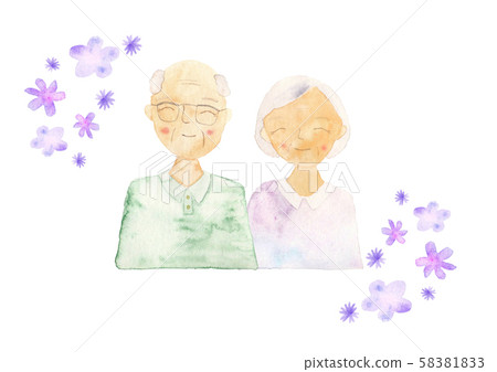 Hand-painted tasteful watercolor senior man woman (floret) 5 58381833