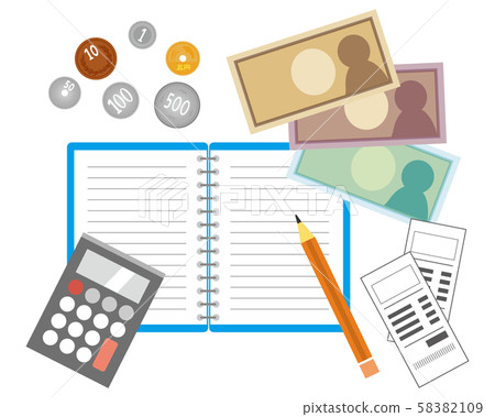 Money coins receipt 10,000 yen set 58382109