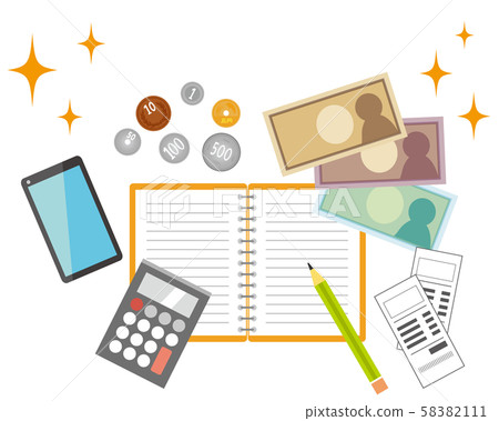 Money coins receipt 10,000 yen set 58382111