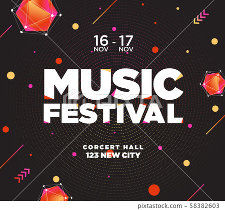 Colorful electronic Music Covers template design 58382603