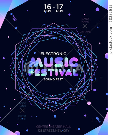 Colorful electronic Music Covers template design 58382612