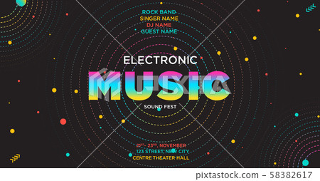 Colorful electronic Music Covers template design 58382617