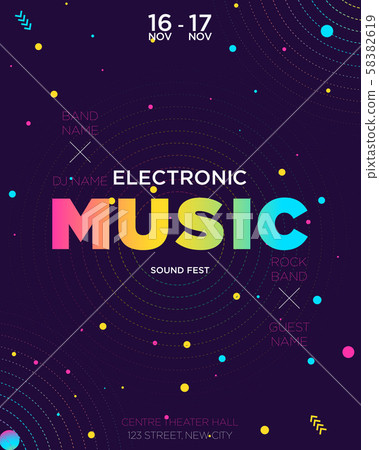 Colorful electronic Music Covers template design 58382619