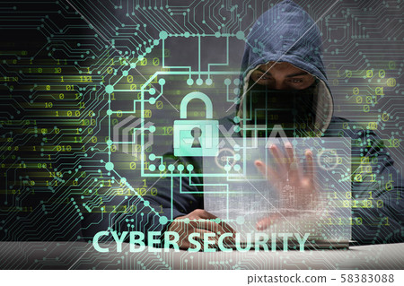 Young hacker in cybersecurty concept 58383088