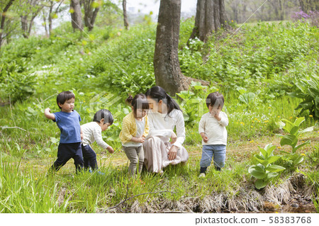 Children playing in nature Children playing in nature 58383768