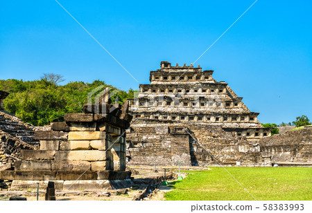Pyramid of the Niches at El Tajin, a pre-Columbian archeological site in southern Mexico 58383993