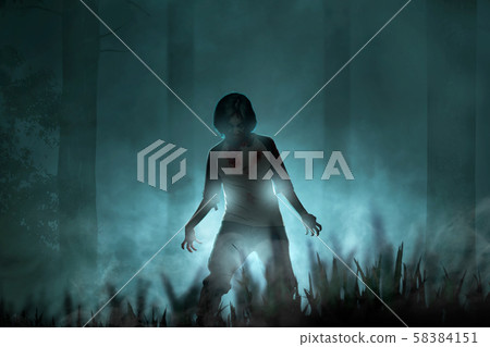 Scary zombies with blood and wound on his body 58384151