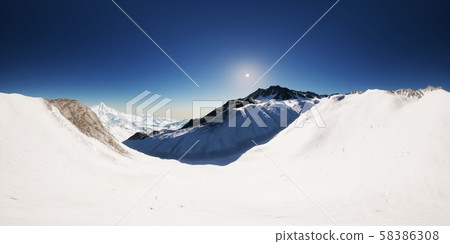 VR 360 camera on the Tops of the Mountains 58386308