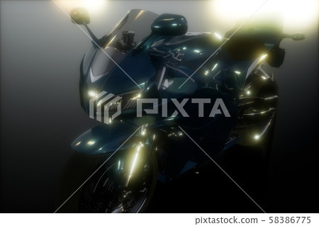 moto sport bike in dark studio with bright lights moto sport bike in dark studio with bright lights 58386775