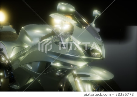 moto sport bike in dark studio with bright lights 58386778