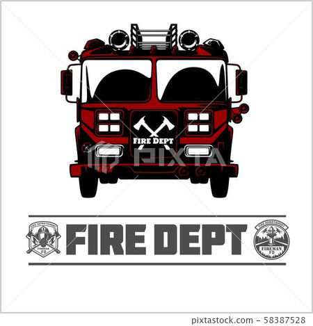 Fire Truck - Fire departament emblem vector illustration and badge. Fire Truck - Fire departament emblem vector illustration and badge. 58387528
