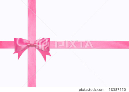 shiny pink bow from satin ribbon isolated on white background with clipping path 58387550