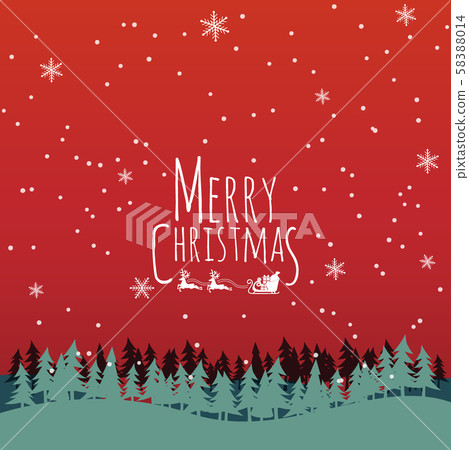 Merry Christmas & Happy New year Typographical on shiny Xmas background with winter landscape with snowflakes, light, stars. Merry Christmas greeting card for seasonal and holiday. vector illustration 58388014