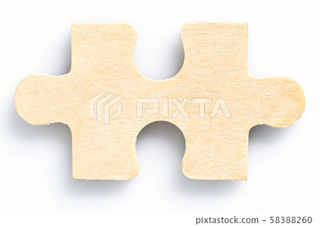 Shot of one wood jigsaw puzzel Shot of one wood jigsaw puzzel 58388260