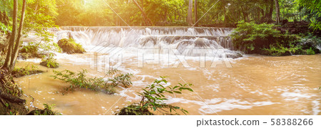 Panorama Waterfall in a forest Panorama Waterfall in a forest 58388266