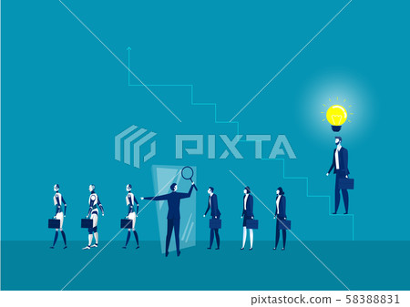 businessman walk through mirror become robot digital generate employee concept with think idea vector businessman walk through mirror become robot digital generate employee concept with think idea vector 58388831