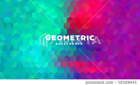 Hexagonal polygonal abstract background. Colorful triangle gradient design. Low poly hexagon shape Hexagonal polygonal abstract background. Colorful triangle gradient design. Low poly hexagon shape 58389043