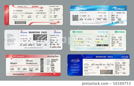 Download Boarding Pass And Plane Ticket Vector Mockups Stock Illustration 58389753 Pixta