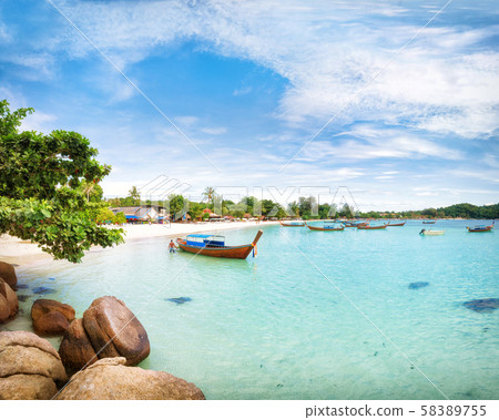 Panorama of asian paradise beach in Thailand 58389755