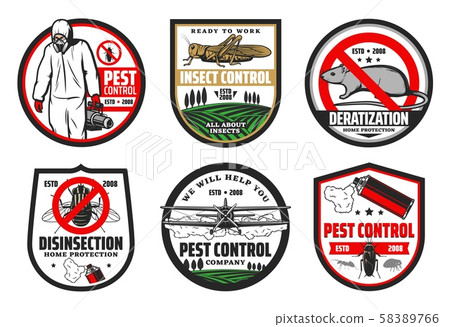 Deratization, pest, insects control icons Deratization, pest, insects control icons 58389766