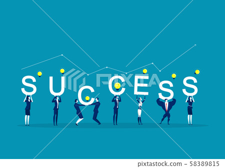 Office Workers Holding the Word success, Teamwork, Cooperation, Partnership Vector Illustration Office Workers Holding the Word success, Teamwork, Cooperation, Partnership Vector Illustration 58389815