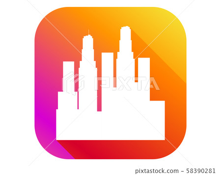 City flat icon with long shadow on gradient - Stock Illustration ...