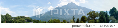 Fantastic view of mountains and forest on a sunny 58390507