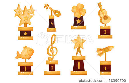 Different Kinds Of Golden Cups And Trophies Vector Illustrations Set Different Kinds Of Golden Cups And Trophies Vector Illustrations Set 58390700