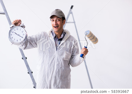 Painter working at construction site 58391667