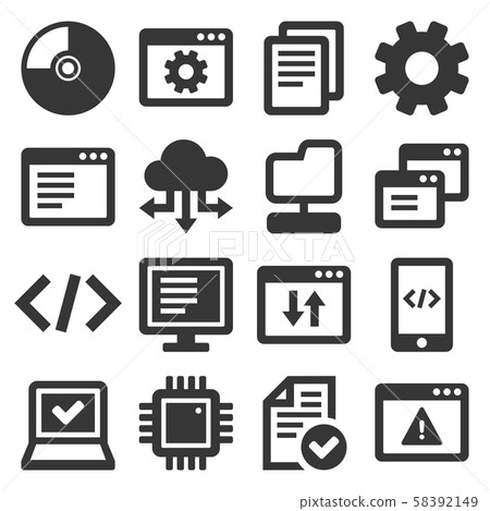 Software and Hardware Programing Icons Set. Vector - Stock Illustration ...