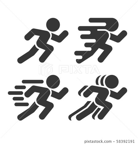 Running and Walking Icons Set on White... - Stock Illustration ...