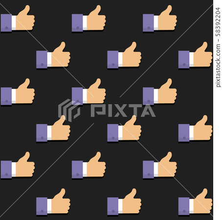 Seamless Background with Thumbs Up Icons on Dark Background. Vector Seamless Background with Thumbs Up Icons on Dark Background. Vector 58392204