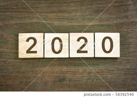 New year Concept 2020 number and typography text. 58392540