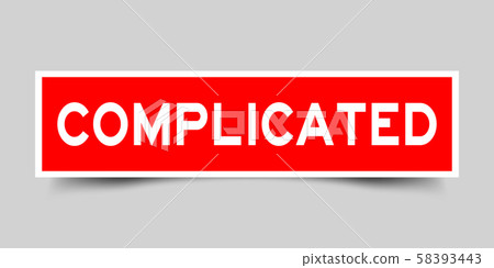 Label square red sticker in word complicated Label square red sticker in word complicated 58393443