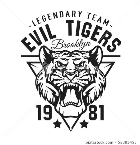Tiger head, sport team mascot t-shirt print 58393453