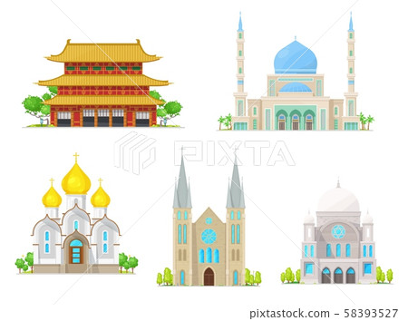 Church Pagoda Temple Cathedral And Mosque Stock Illustration 58393527 Pixta