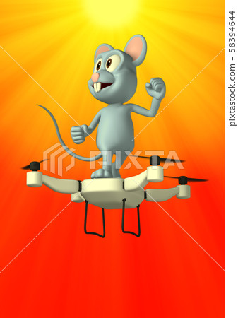 New Year's card illustration material mouse character and drone (2) first sunrise New Year's card illustration material mouse character and drone (2) first sunrise 58394644