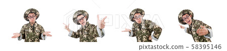 Funny soldier isolated on the white 58395146
