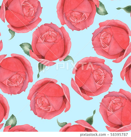 Seamless pattern of red roses. Watercolor - Stock Illustration ...