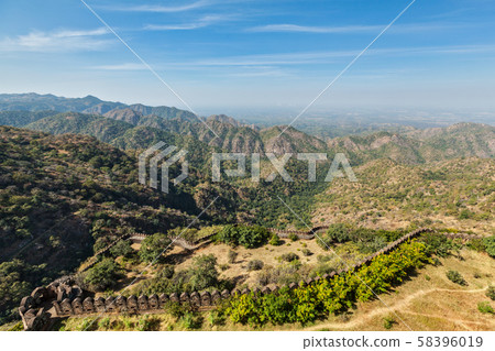 View of Kumbhalgrh fort walls. Rajasthan, India View of Kumbhalgrh fort walls. Rajasthan, India 58396019