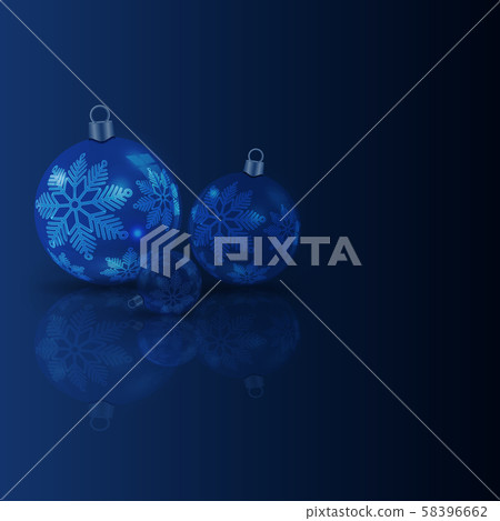 Christmas dark blue background with balls and... - Stock Illustration ...