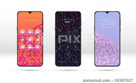 Smartphone lock screen background with abstract maze or labyrinth pattern and password entering 58397027