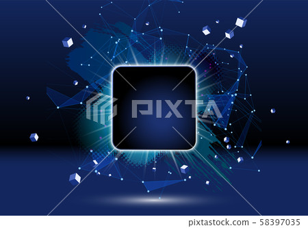 Abstract dark background with brush stroke, blot, triangular grid and frame Abstract dark background with brush stroke, blot, triangular grid and frame 58397035