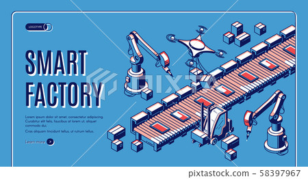 Smart factory automation isometric web banner Smart factory automation isometric web banner 58397967