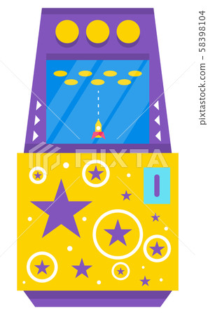 Classic Arcade Game Machine with Rocket Vector Classic Arcade Game Machine with Rocket Vector 58398104