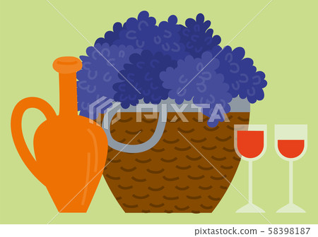 Grape with Bottle and glass, Wine Beverage Vector Grape with Bottle and glass, Wine Beverage Vector 58398187