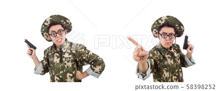 Funny soldier isolated on the white 58398252