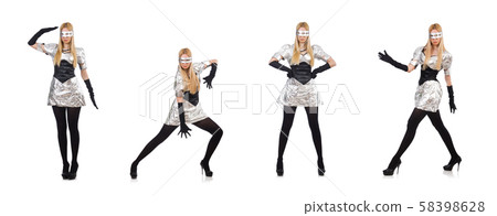 Woman in tech concept isolated on white 58398628